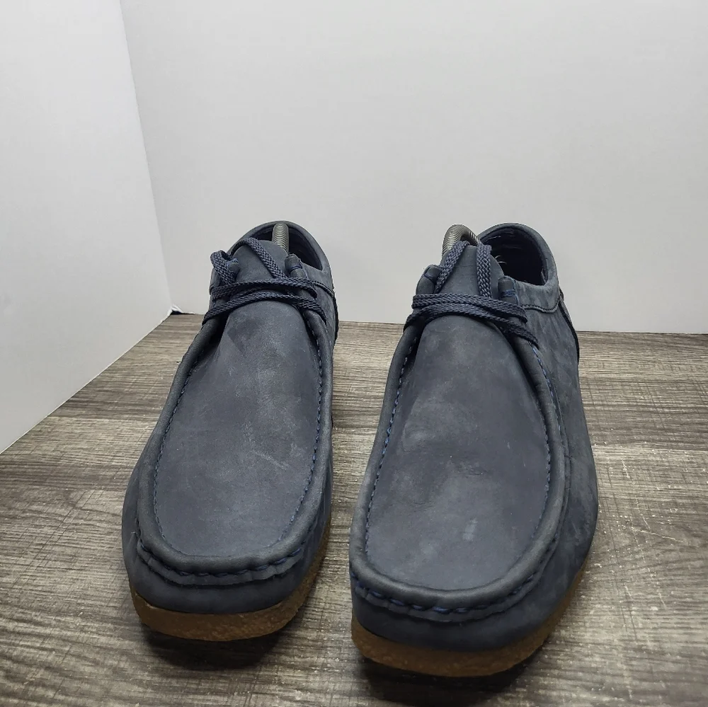 Clarks Collection Wallabees Shoes Men Size 12 Blue Suede Leather Moccasin 15522